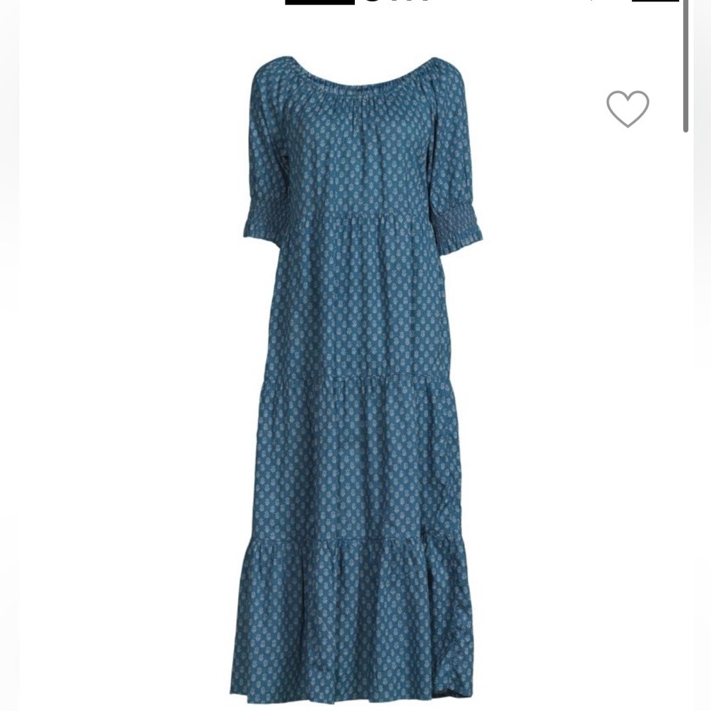 Faherty Willow Floral Midi Dress Womens Small Short Sleeve Tiered Peasant Boho